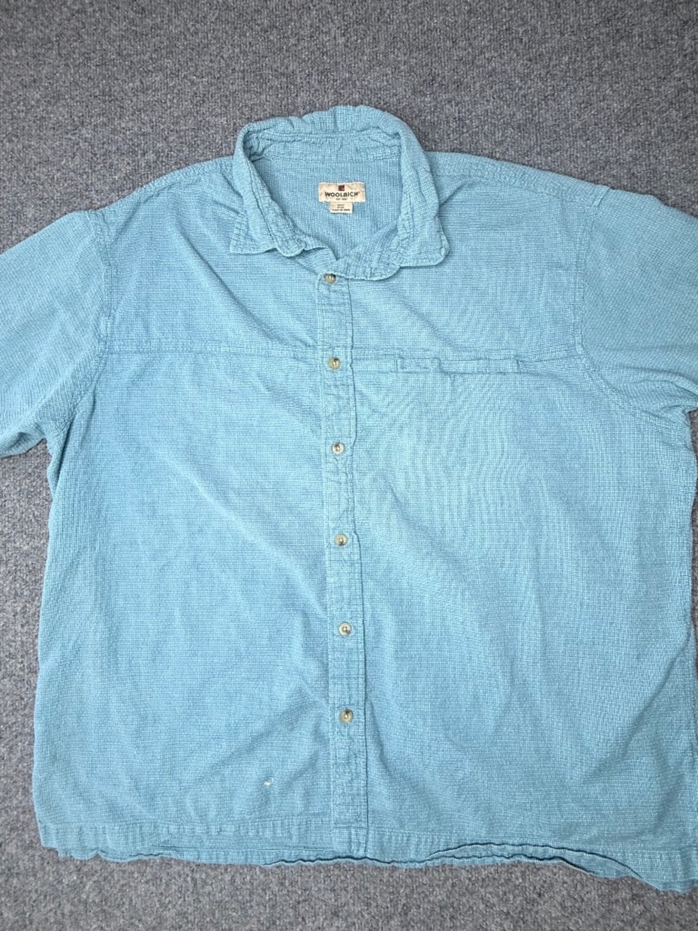 Woolrich turquoise 100% cotton short sleeve button up shirt mens XXL